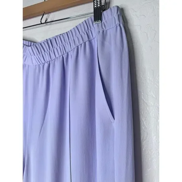 EILEEN FISHER Women Silk Georgette Crepe Wide Leg Pull On Pant Purple Size XL - Picture 2 of 10